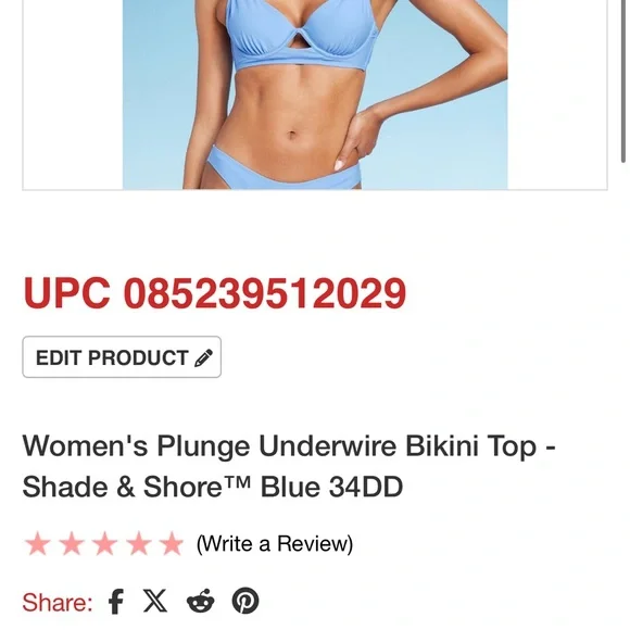 Shade & Shore Sky Blue Bikini top - Picture 2 of 5